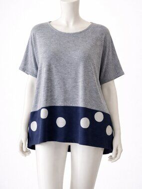 Alembika Artsy Boxy Top Polka Dot Hem Lagenlook Relaxed M